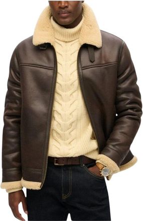 Superdry Giacca Aviator in Ecopelliccia - - Jackets - Uomo - Marrone - XL