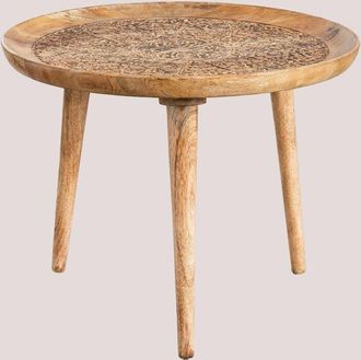 Sklum Mesa Auxiliar Redonda &Oslash;60 Cm En Madera De Mango Nanup Sklum