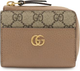 Gucci Gg Supreme Beige Pink Beige Gg Supreme Leather Coin Purse/Coin Case (Pre-Owned)