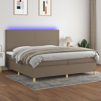 vidaXL Vidaxl - Cama Box Spring Colch&oacute;n Y Luces Led Tela Gris Taupe 200x200 Cm