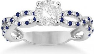 Allurez Pave Diamond & Blue Sapphire Infinity Eternity Engagement Ring 18k White Gold (0.40ct)