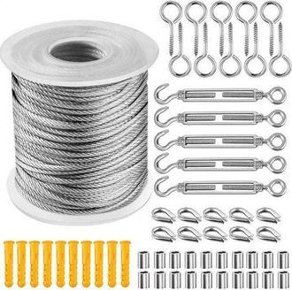 OEM Juego De Cable De Acero Inoxidable De 30 M - Cable Recubierto De Nailon Con Tensores Para Uso Exterior