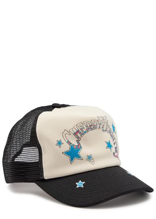 Cherry Los Angeles Country Trucker Woven and Mesh cap - Black And White - One Size