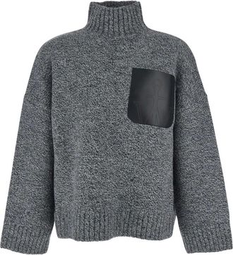 J.W.Anderson Truien & Vesten, Heren, Grijs, L, Wol, Leather Patch Pocket Sweater