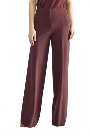 Liviana Conti Solid Wide Leg Knit Trouser In Black Currant