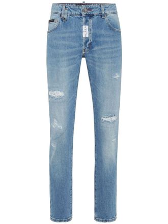 Philipp Plein distressed skinny jeans - men - Spandex/Elastane/Cotton/Cotton/Polyester - 31 - Blue