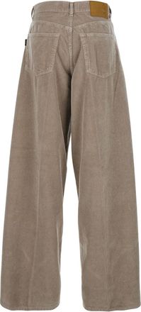 Haikure Womens Brown Ribbed Knit Wide Leg Pants Cotton Trousers