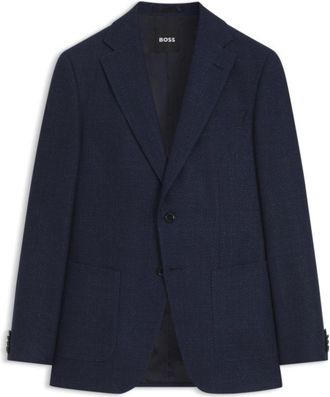 BOSS Slim-fit blazer in a patterned virgin wool blend