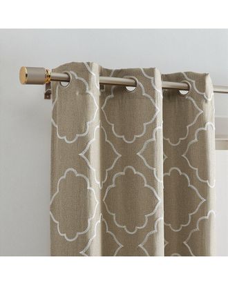 Elrene Set Of 2 Valian Lattice Embroidered Blackout Window Curtain Panels