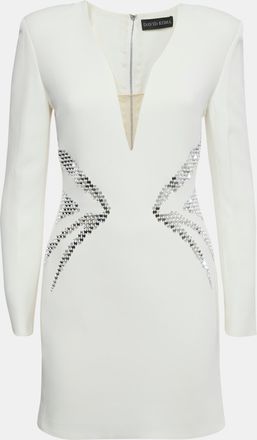 DAVID KOMA Ivory Crepe Mirror Embroidered Mini Dress