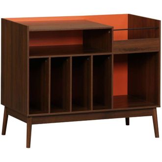 Sweeek Vintage two-tone vinyl furniture with wood decor and colored background 100cm orange - Nepal