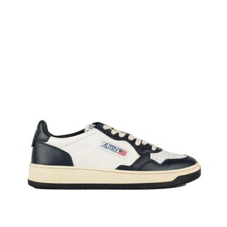 Autry Blue White Two-Tone Leather Low Medalist Sneakers