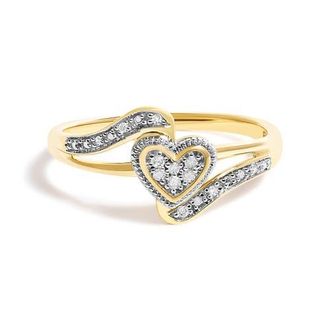 House of Brilliance 10K Yellow Gold Diamond Accent Filigree Heart Promise Ring at Nordstrom, Size 8
