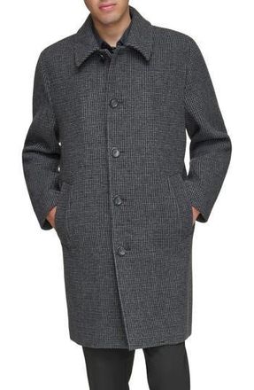 Andrew Marc Rennell Wool Blend Coat in Charcoal Houndstooth at Nordstrom Rack, Size Xx-Large