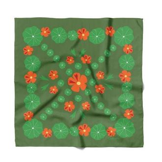 Centinelle Nasturtium Garden Cotton Silk Bandana in Green at Nordstrom