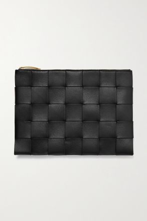 Bottega Veneta Pochette In Pelle Con Motivo Intrecciato - Nero