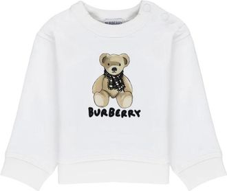 Burberry Kids Sweatshirts, male, White, 12 M, White Infant Cotton Sweatshirt Crewneck Long Sleeves