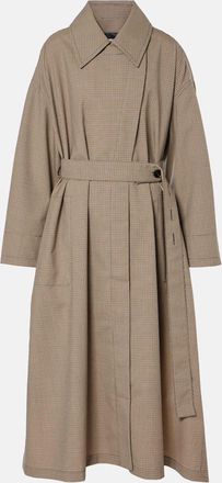 Co Checked wool-blend trench coat