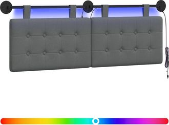 vidaXL Cabecero Colgante Con Luz Led Gris Oscuro Tela Vidaxl