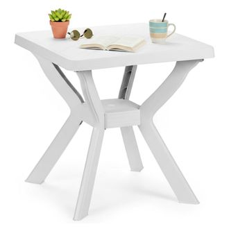 Dmora Dmora Table DExt&eacute;rieur Carr&eacute;e, Made In Italy, 70x70x72 Cm, Couleur Blanc