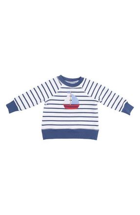 Angel Dear Bubby Sailboat French Terry Sweatshirt in White Blue at Nordstrom, Size 18-24M