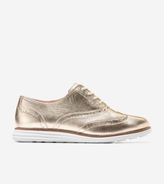 Cole Haan Womens &Oslash;riginal Grand Wingtip Oxford Shoes - Gold Size 5.5