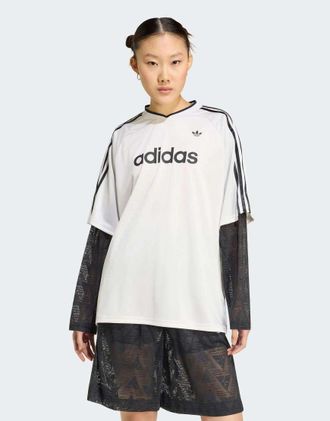 adidas Originals Maglia a maniche lunghe in pizzo bianco nuvola