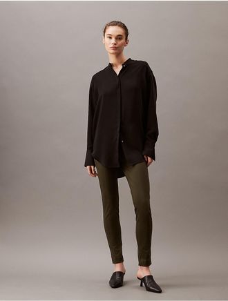 Calvin Klein Womens Ponte Solid Skinny Fit Pants - Green - XS