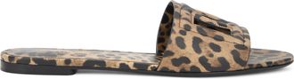 Dolce & Gabbana Womens Slide Sandals Calfskin Brown