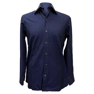 Tom Ford Tom Ford Langekatoenen Overhemd met Lange Mouwen in Marineblauw