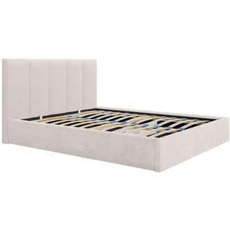 Vente-Unique Letto con contenitore 180 x 200 cm con testata letto impunture verticali Tessuto Beige - kilaclo
