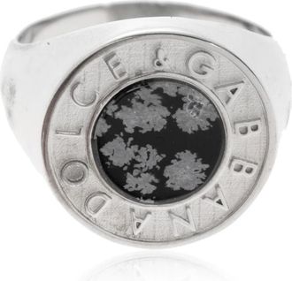 Dolce & Gabbana Zegelring met logo - Heren - Ringen - Grijs - L - Accessoires