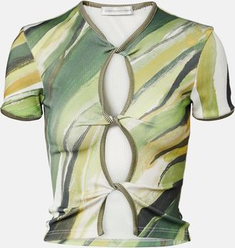 CHRISTOPHER ESBER Printed ribbed-knit jersey top
