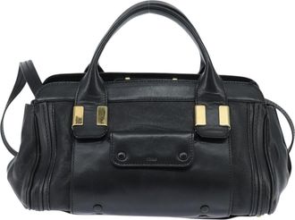 Chlo&eacute; Alice Satchel Leather Black Leather Handbag (Pre-Owned)