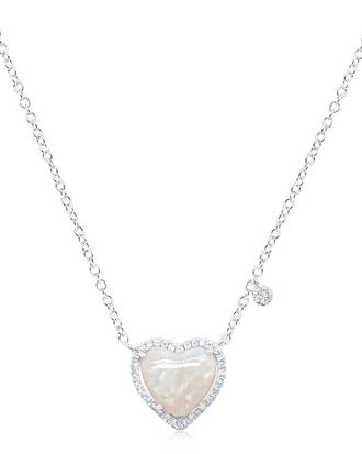 Meira T 14K 1.73 Ct. Tw. Diamond & Turquoise Heart Necklace