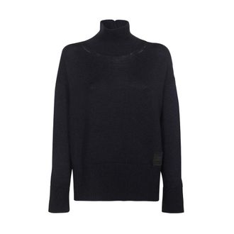 Dondup Geribbelde wollen trui - Dames - Coltruien - Blauw - XS - Wol - Truien & Vesten