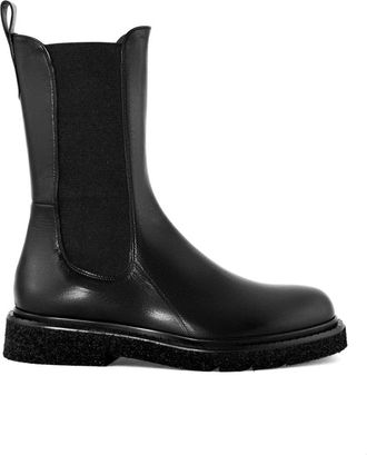 Guglielmo Rotta Zwarte Leren Enkellaarzen Elastische Inzetstukken - Dames - Chelseaboots - Zwart - 39 EU - Leer - Schoenen