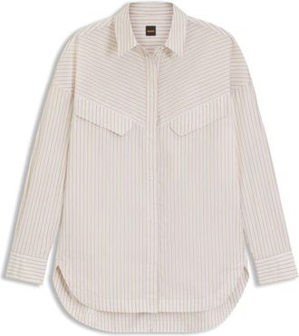 BOSS Oversize-fit blouse in striped cotton
