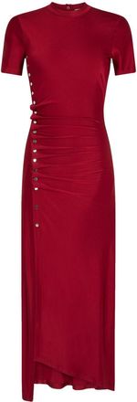 Paco Rabanne Abito lungo in jersey con arricciature - Rosso