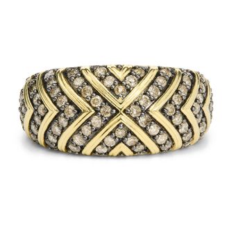 House of Brilliance 10K Yellow Gold Plated.925 Sterling Silver 3/4 Cttw Diamond Geometric Ring