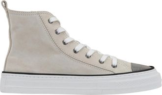 Brunello Cucinelli Suede Sneakers met Veters en Strass-steentjes - Dames - Sneakers - Beige - 38 1/2 EU - Leer - Schoenen