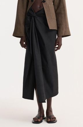R&oacute;he Textured Sarong Skirt in Black at Nordstrom, Size 10 Us