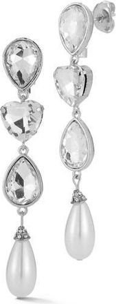 Glaze Jewelry Cubic Zirconia & Faux Pearl Link Drop Earrings in Silver at Nordstrom Rack