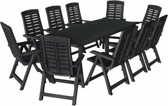 vidaXL Conjunto De Comedor De Jard&iacute;n 11 Piezas Pl&aacute;stico Gris Antracita Vidaxl