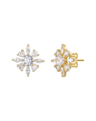 Rachel Glauber 14K Plated Cz Flower Earrings