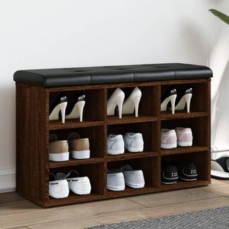 vidaXL Vidaxl - Banco Zapatero Madera De Ingenier&iacute;a Marr&oacute;n Roble 82x32x50 Cm