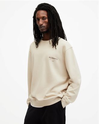 AllSaints Mens Cotton Underground Relaxed Fit Crew Neck Sweatshirt, Size: XXL