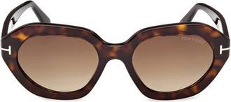 Tom Ford Meryl 53mm Gradient Geometric Sunglasses in Dark Havana /Brown at Nordstrom