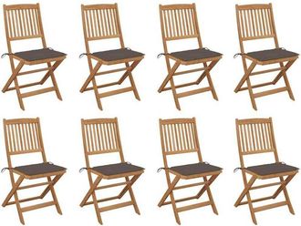 vidaXL Vidaxl - Sillas De Jard&iacute;n Plegables 8 Uds Y Cojines Madera Maciza Acacia