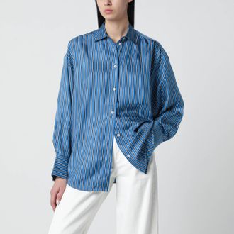 Toteme Light blue striped silk shirt